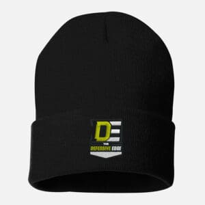 Black beanie with Defensive Edge logo
