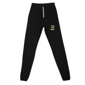 Black sweatpants with yellow logo