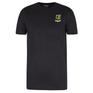 Black crewneck T-shirt with small chest logo